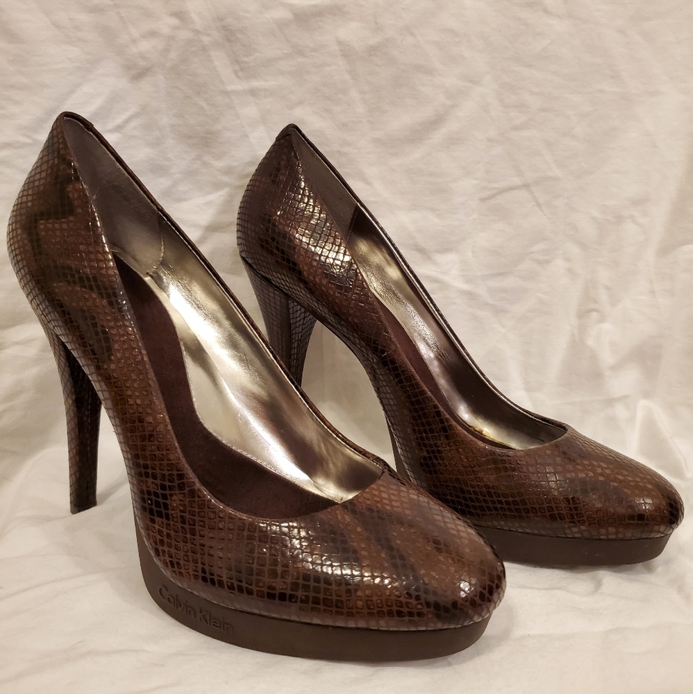 CALVIN KLEIN Sydney Snakeskin Heels